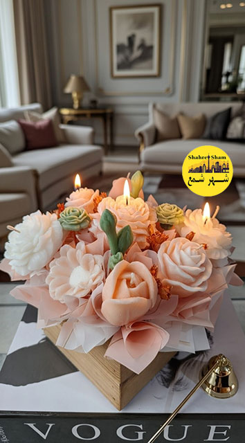 باکس چوبی گل رز و لاله شمعی متوسط
