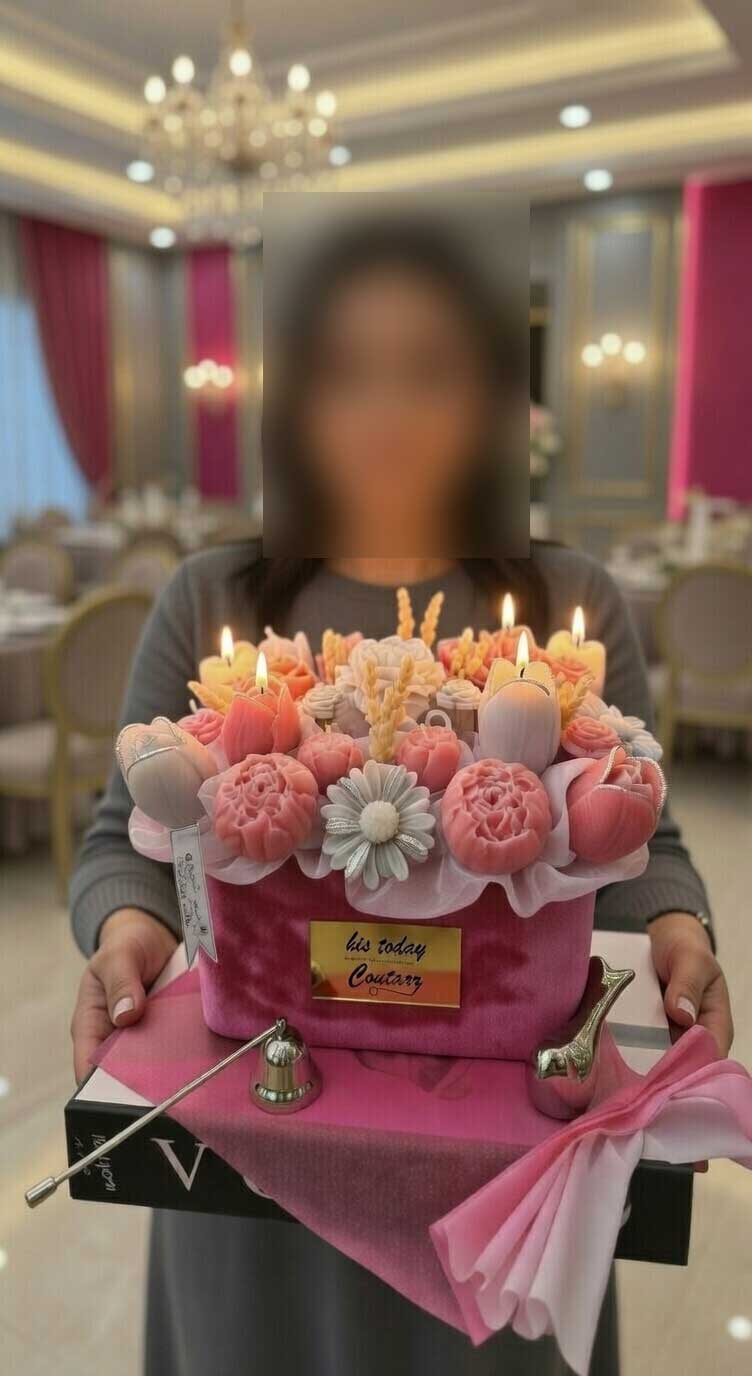 قیمت و خرید باکس گل پیونی و لاله شمعی سرخابی بزرگ
