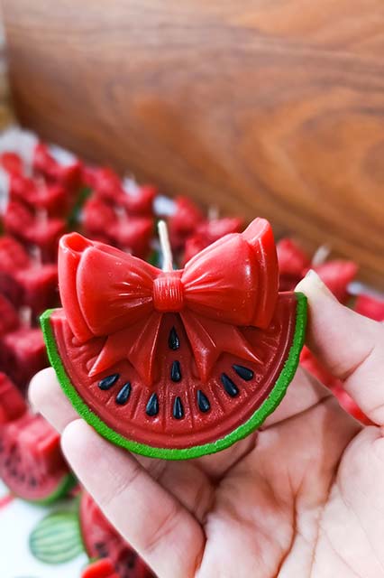 شمع فانتزی قاچ هندوانه پاپیونی ساده