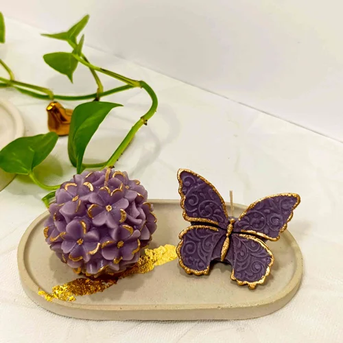 ست شمع پروانه و گل شبدر لب طلایی