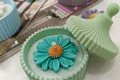 شمع شات شیاردار گل بابونه سبز