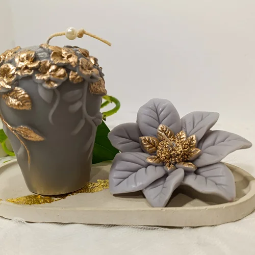 ست شمع گل مارسلا و گل کوکب دور طلایی