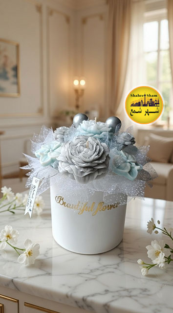 باکس گل شمع آبی آسمانی کوچک