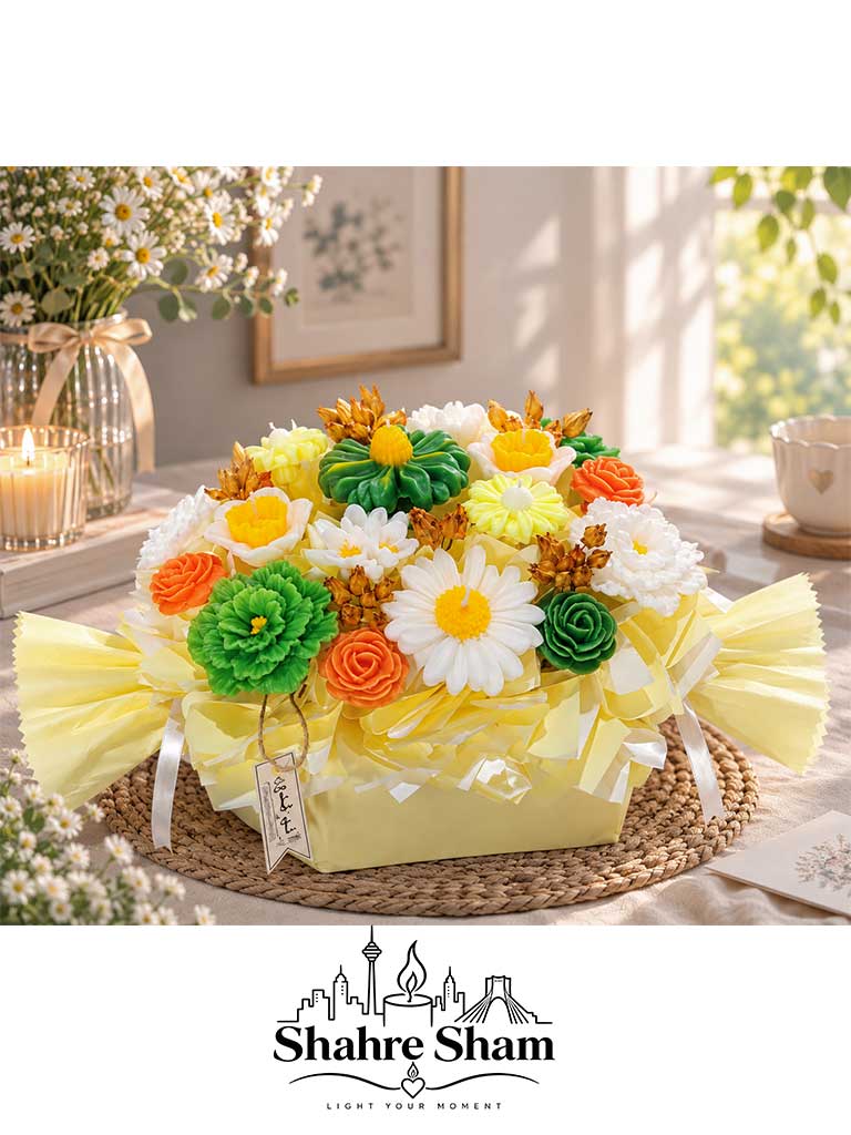 باکس گل شمع شکلات پیچ