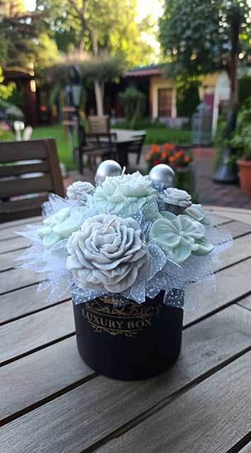 باکس گل شمع مردانه آبی رنگ