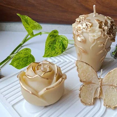 ست شمع گل مارسلا و رز با پروانه